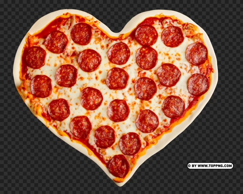Deliciously Heart Shaped Pepperoni Pizza Isolated Graphic on HighQuality Transparent PNG