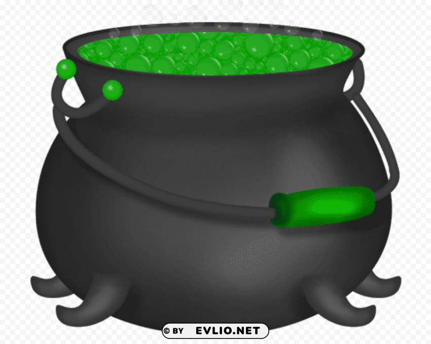 halloween green witch cauldron PNG Image Isolated with High Clarity