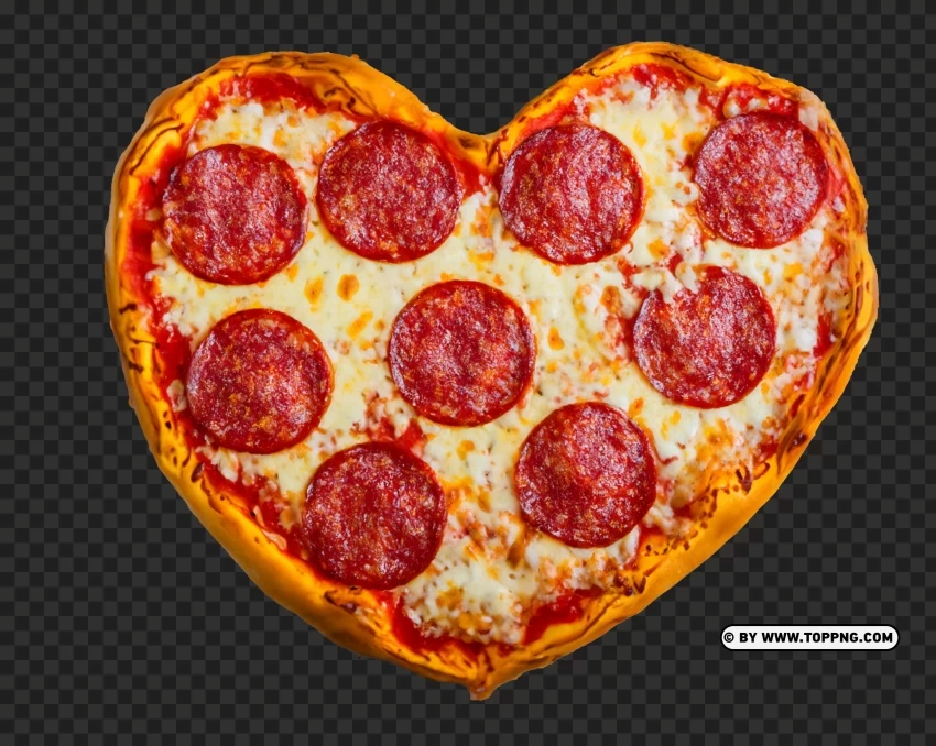 Mouthwatering Heart Shaped Pepperoni Pizza Transparent Background Isolated Graphic on HighQuality PNG