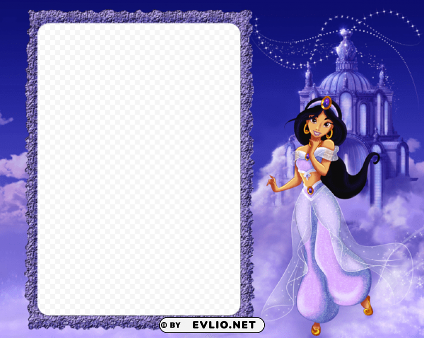 Princess Jasmine In Clouds Kids Frame Isolated Object In HighQuality Transparent PNG