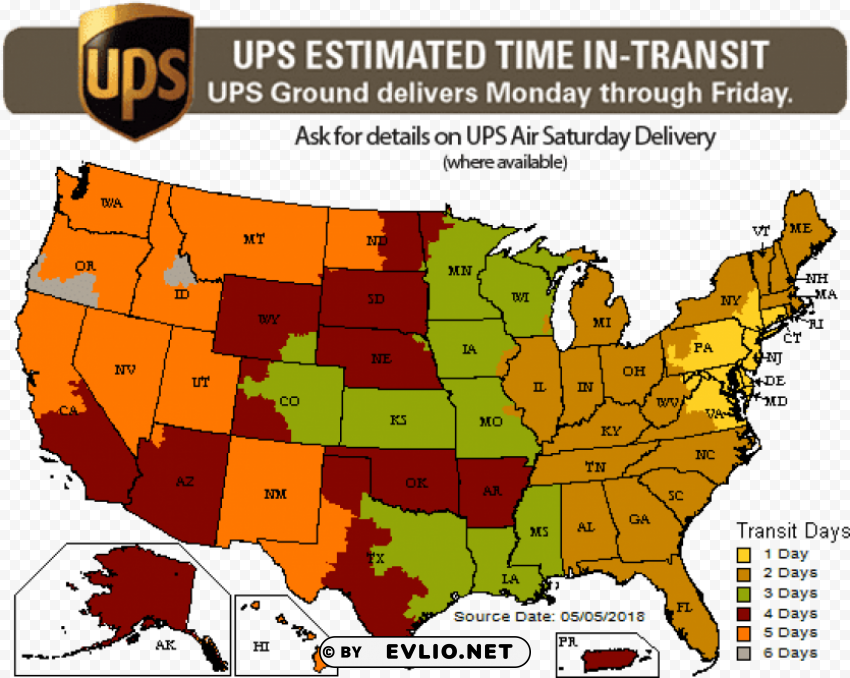 ups ground shipping time Clean Background Isolated PNG Character