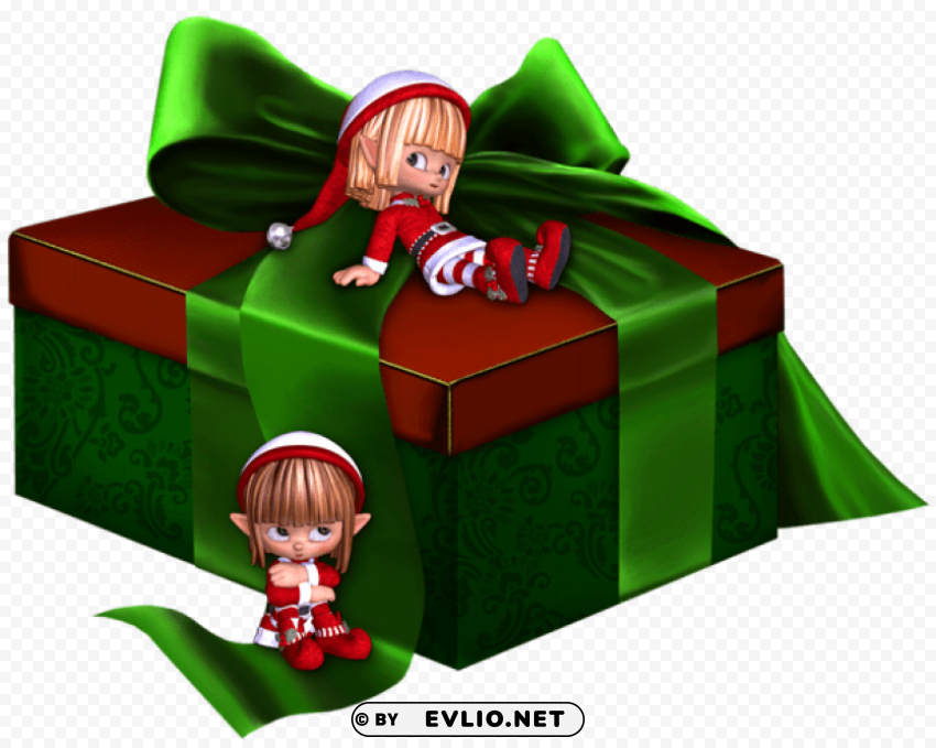 Green And Red 3d With Elfs Isolated Element With Clear PNG Background