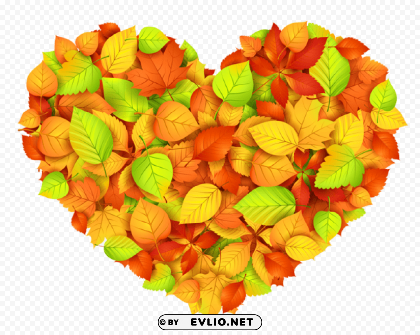 heart of autumn leaves decor transparent picture PNG for web design