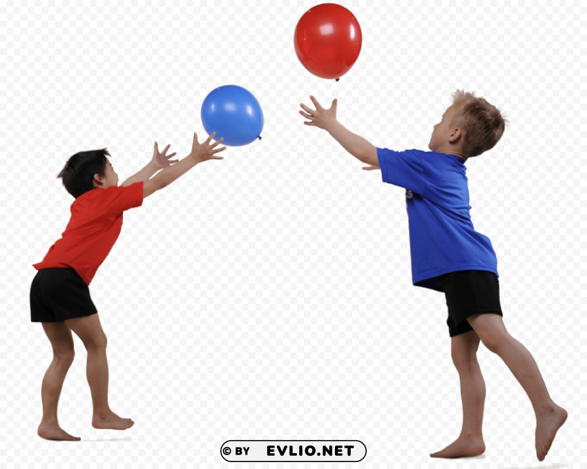 kids play balloons PNG transparent designs for projects