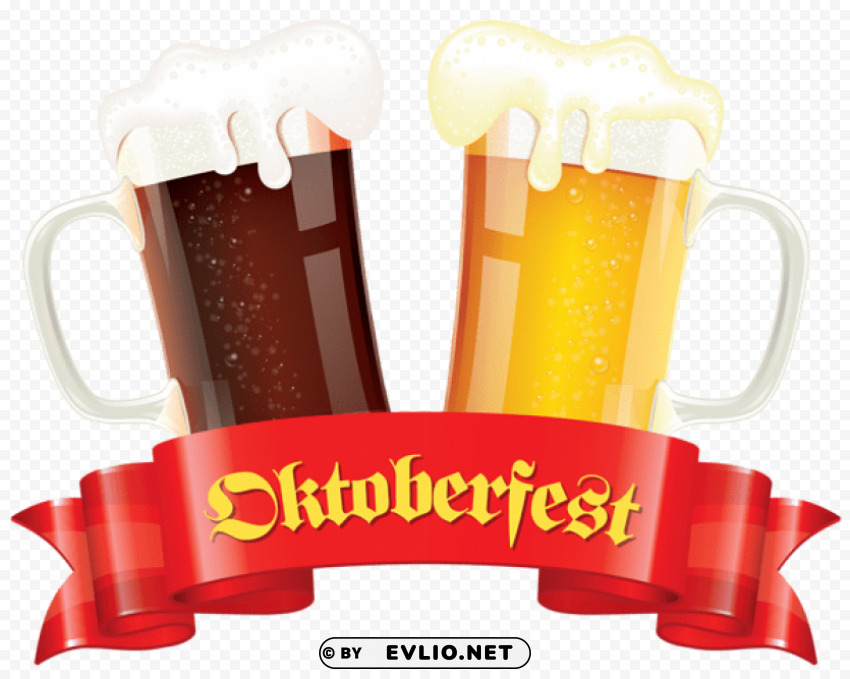 oktoberfest banner with beers decorpicture Transparent Cutout PNG Graphic Isolation