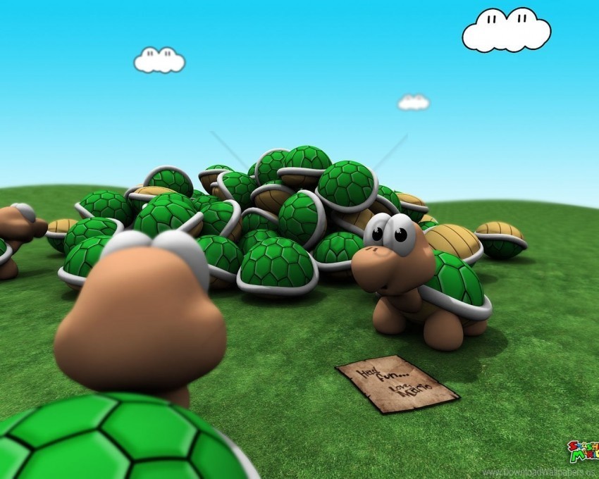 Bright Game Grass Mario Sky Turtle Wallpaper PNG Files With Transparent Canvas Collection