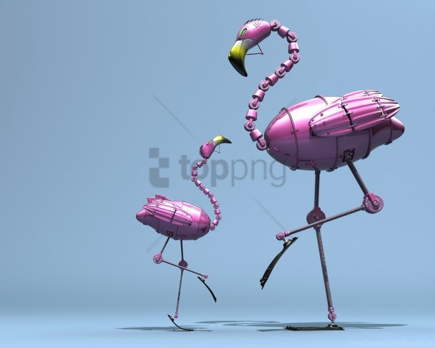 cub figures flamingo pink robot wallpaper PNG Graphic with Isolated Transparency