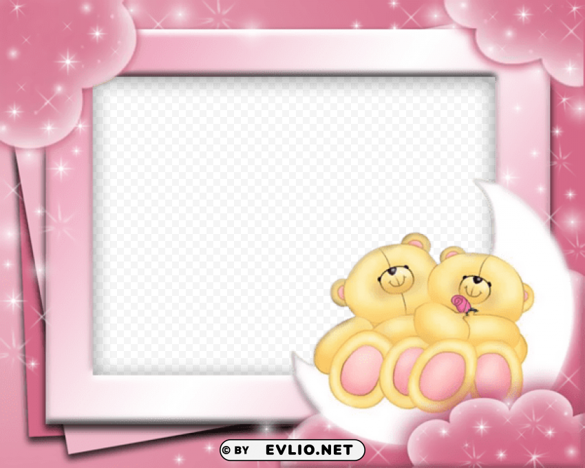 cute pink frame with bears Isolated Object with Transparent Background in PNG