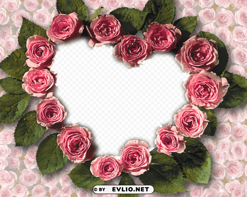 hearts of roses transparent frame PNG art