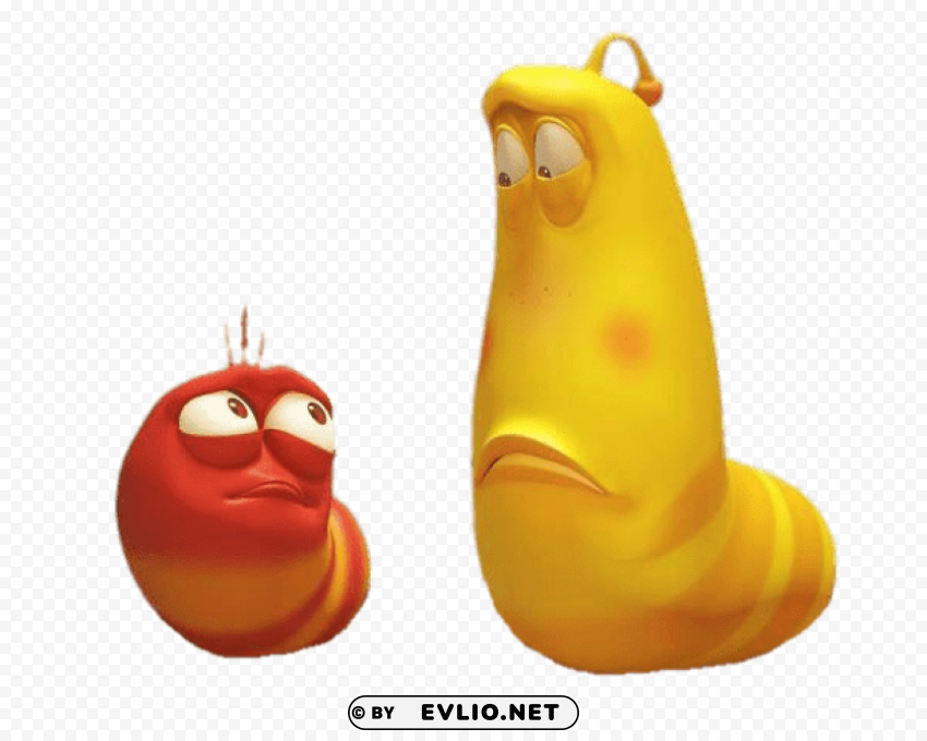 larva red and yellow looking disappointed PNG Image with Transparent Isolation