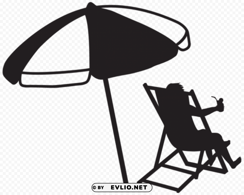 man at the beach with umbrella and drink transparent Clear PNG graphics free