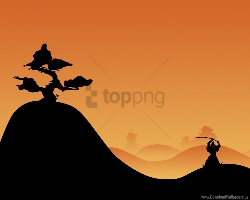 night samurai silhouette wallpaper PNG pictures without background
