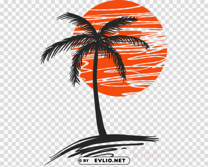 palm tree in the sunset shower curtain PNG Isolated Object with Clear Transparency