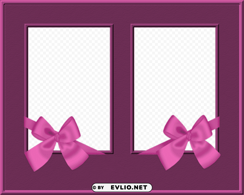 pink duble frame with bow Isolated Subject on HighQuality PNG