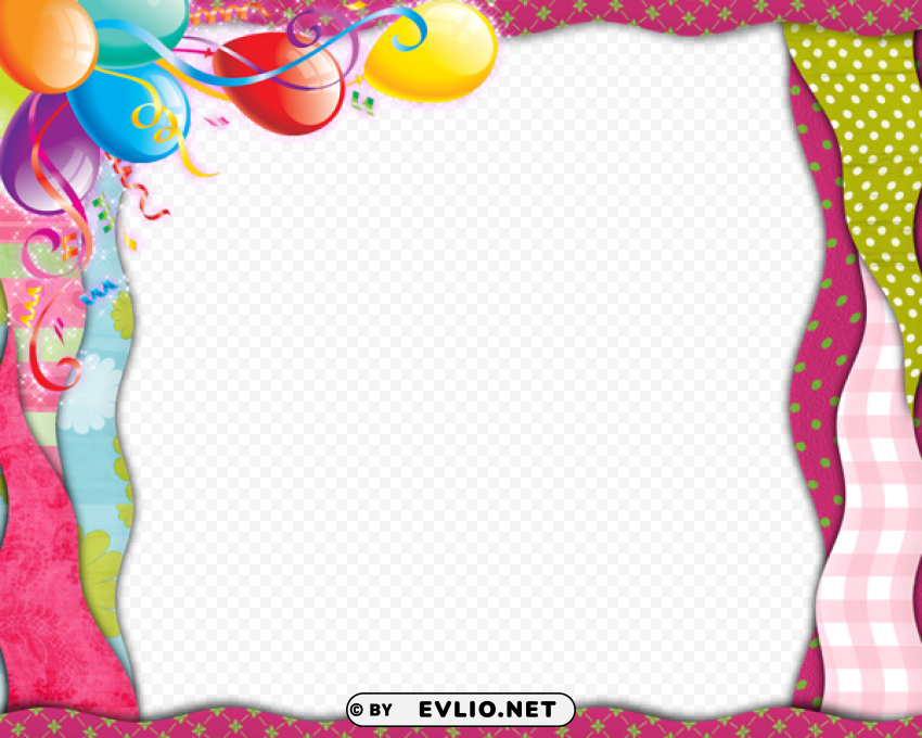pinkframe with balloons Transparent Background Isolation in HighQuality PNG