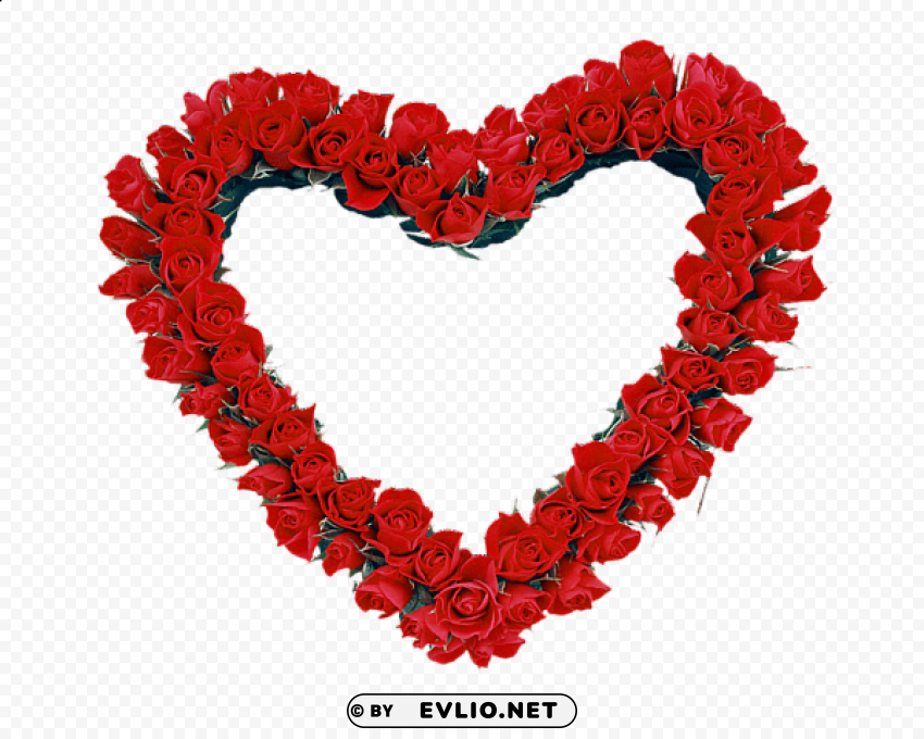 red heart roses frame Transparent PNG images set