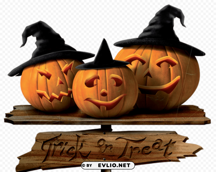 trick or treat sign with pumpkins Transparent PNG graphics library