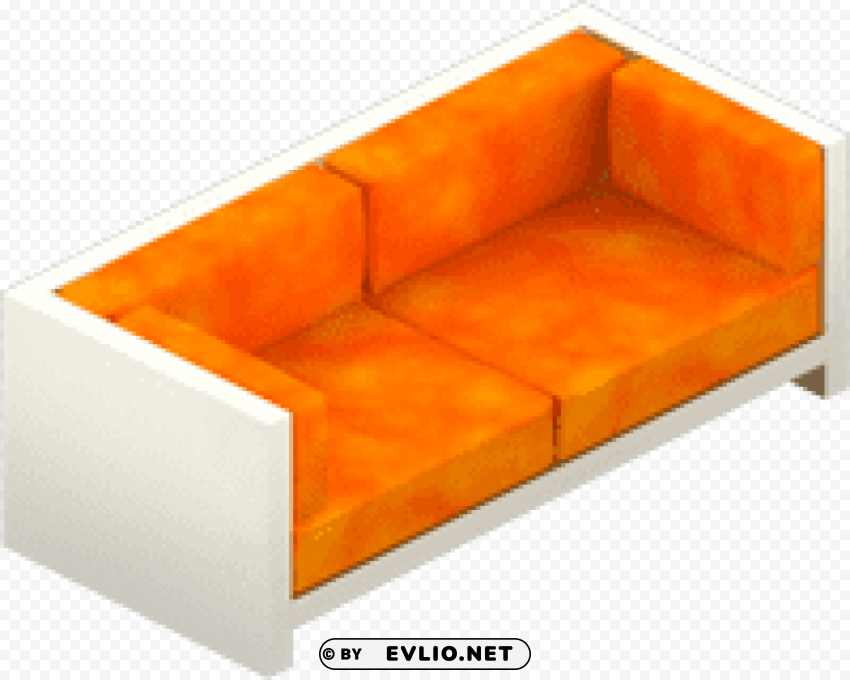 vip orange velvet couch Isolated Artwork on Clear Background PNG
