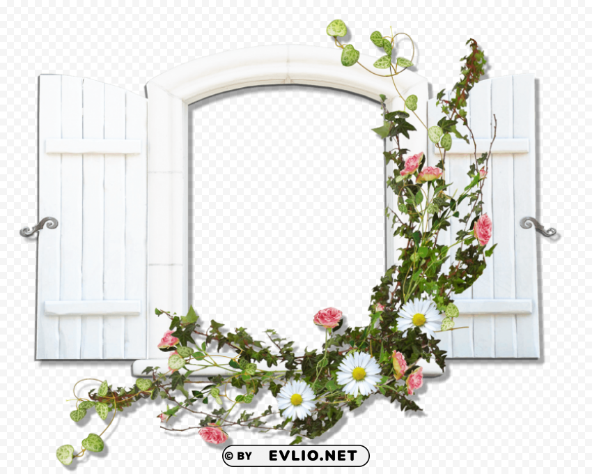 Window With Flowers Clear Background PNG Isolated Subject