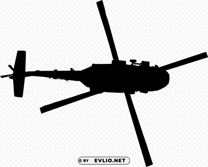 helicopter top view silhouette PNG with alpha channel for download