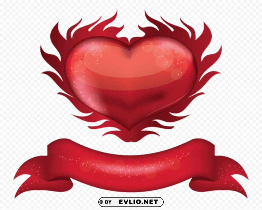 red heart with bannerpicture PNG images for graphic design