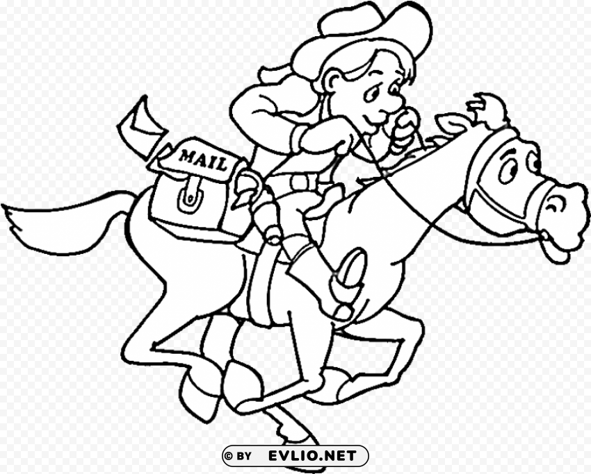 cowboy coloring pages PNG with Transparency and Isolation