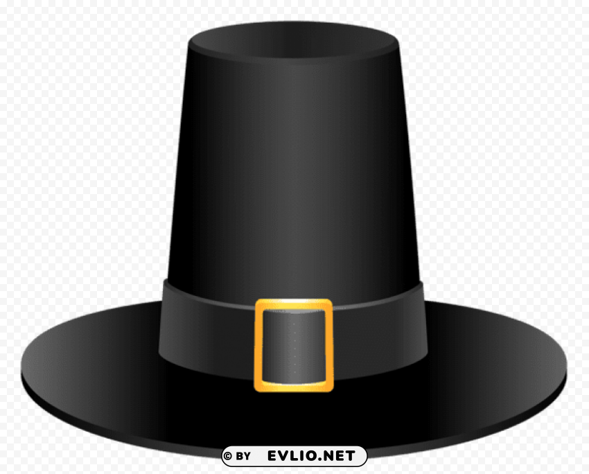 Black Pilgrim Hat Picture Transparent PNG Isolated Item With Detail