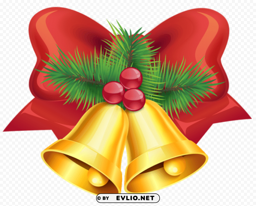 christmas red bow and bells Isolated Character on Transparent PNG