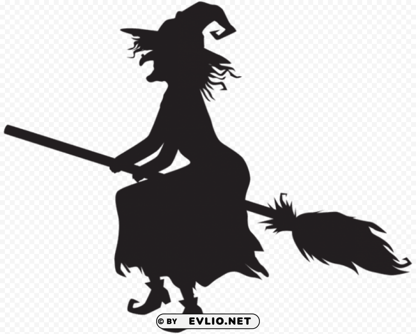 halloween witch and broom Clear Background PNG Isolated Item