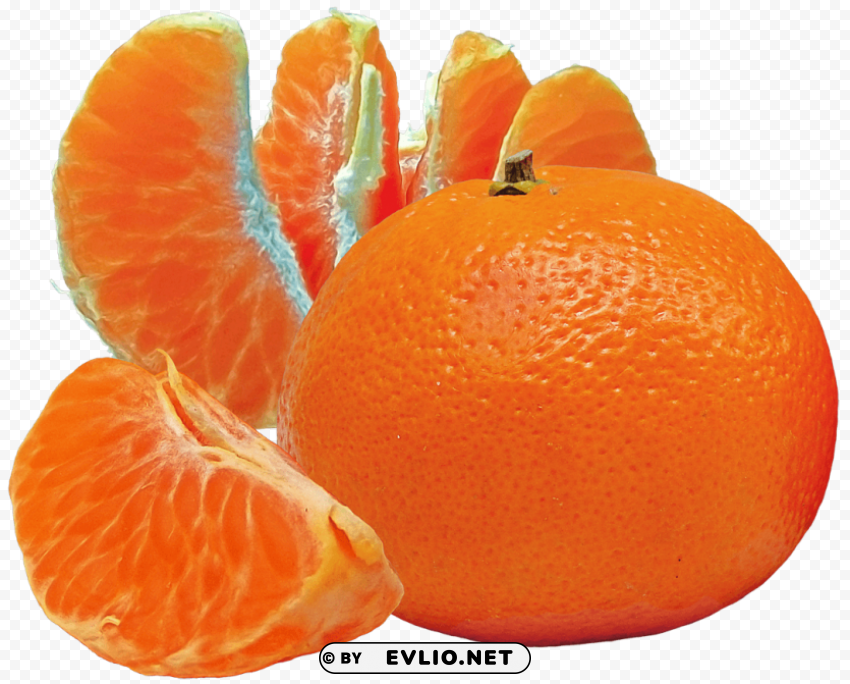 Tangerine and Slices PNG Graphic with Clear Background Isolation