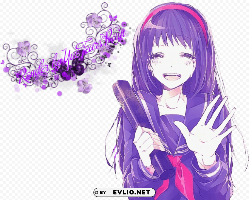 anime girl crying smile Isolated Design Element in Transparent PNG