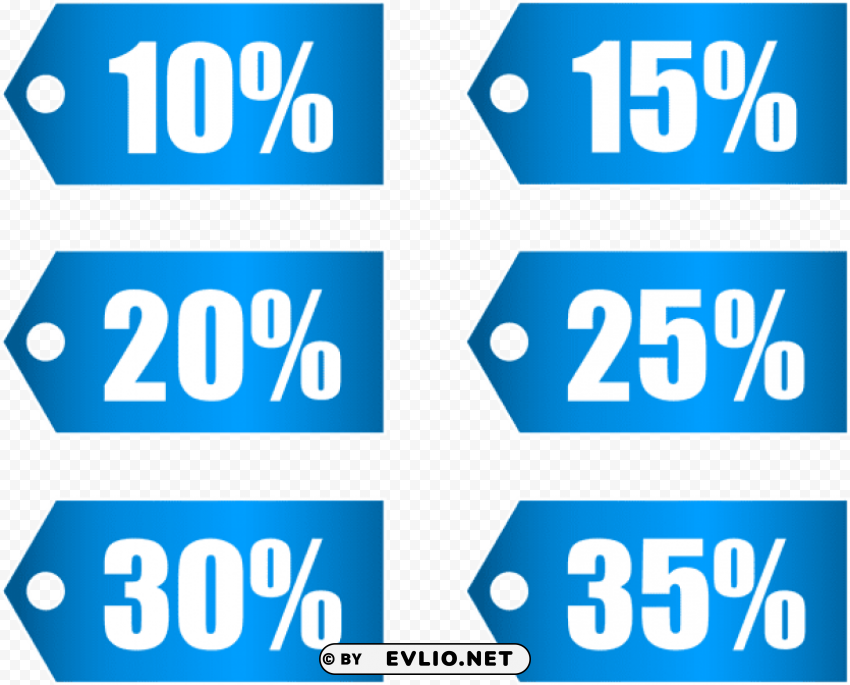 blue discount tags set part 1 PNG Graphic Isolated with Transparency
