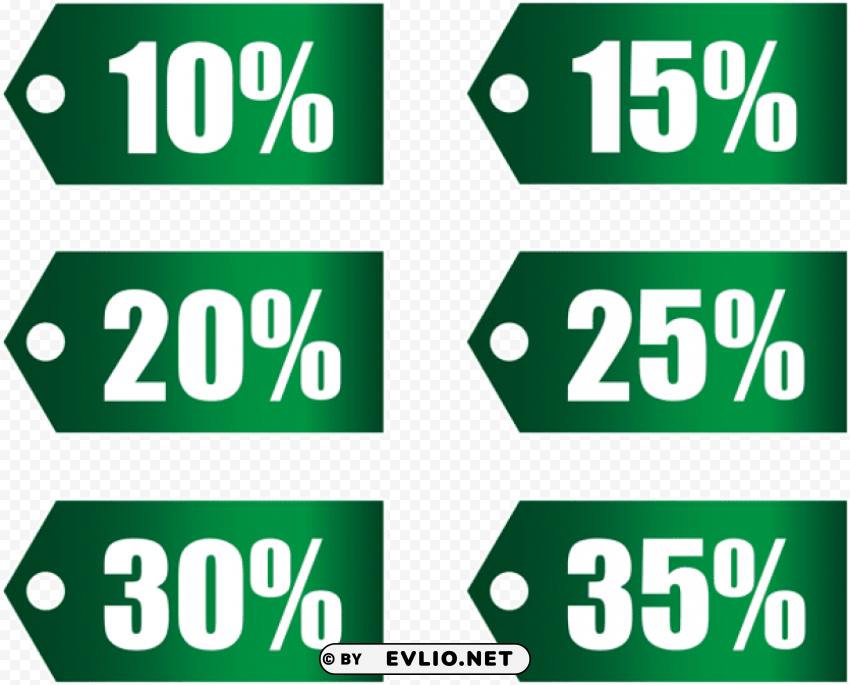 green discount tags set part 1 PNG Image with Isolated Graphic Element