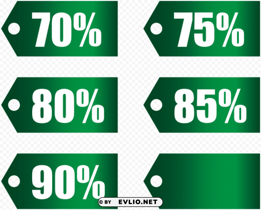 green discount tags set part 3 PNG images for websites