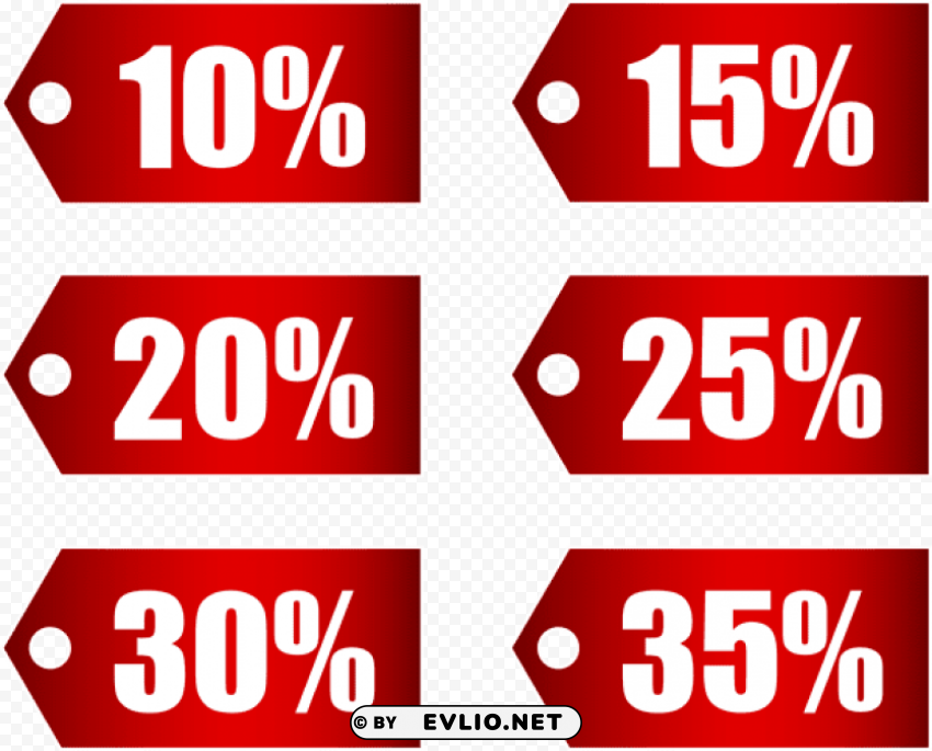 red discount tags set part 1 PNG files with transparent backdrop complete bundle