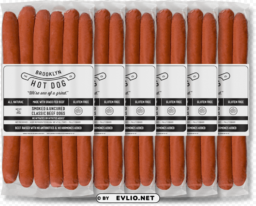 Brooklyn Hot Dog Company Classic Beef Hot Dogs 13 Isolated Element On Transparent PNG