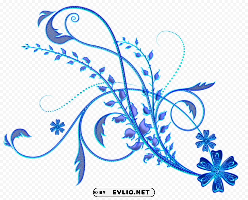blue floral ornament Isolated Element in HighQuality PNG