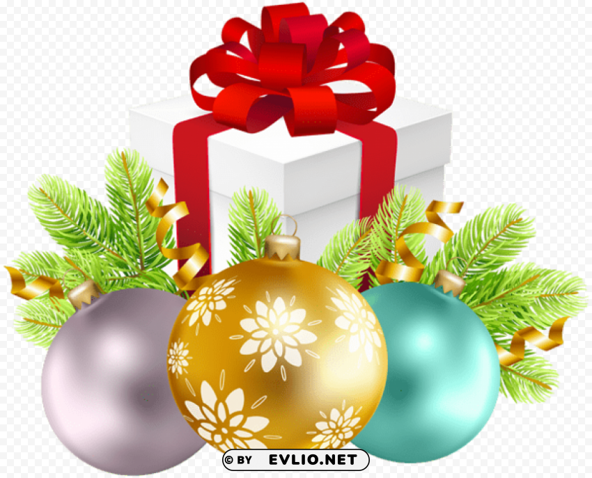 christmas decoration with gift box PNG Isolated Subject on Transparent Background