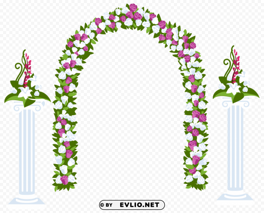 floral arch and columns Transparent PNG Isolated Illustration