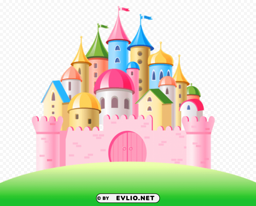  pink castle Isolated Character in Transparent PNG Format clipart png photo - d475b324