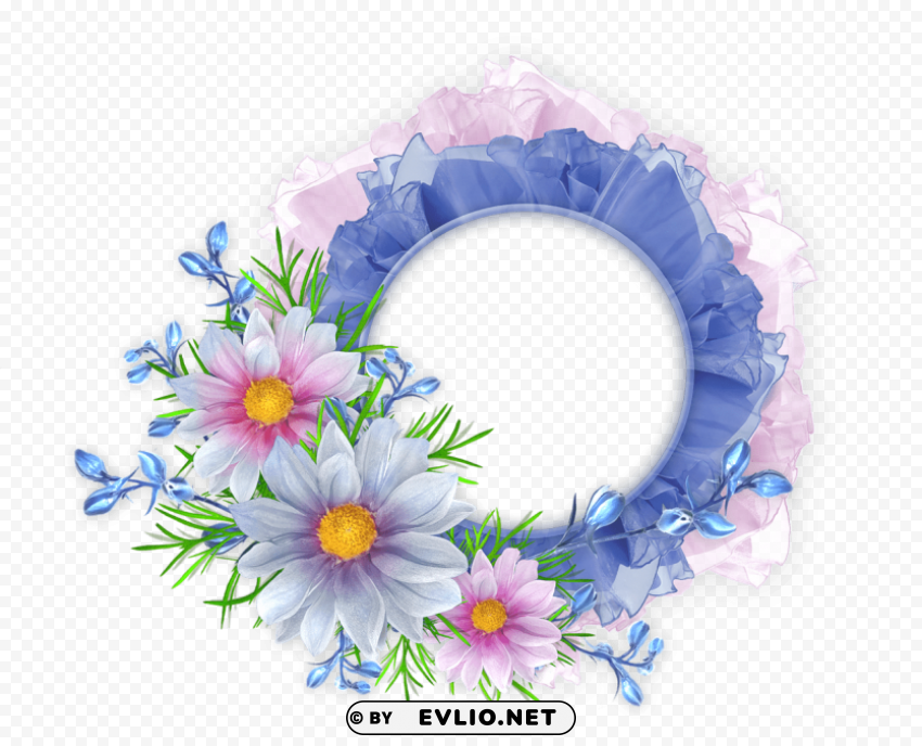 floral round frame Transparent PNG Graphic with Isolated Object