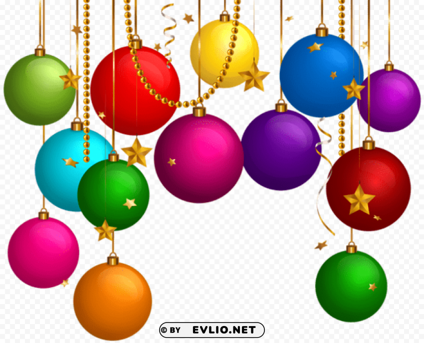 hanging christmas balls decor PNG format with no background