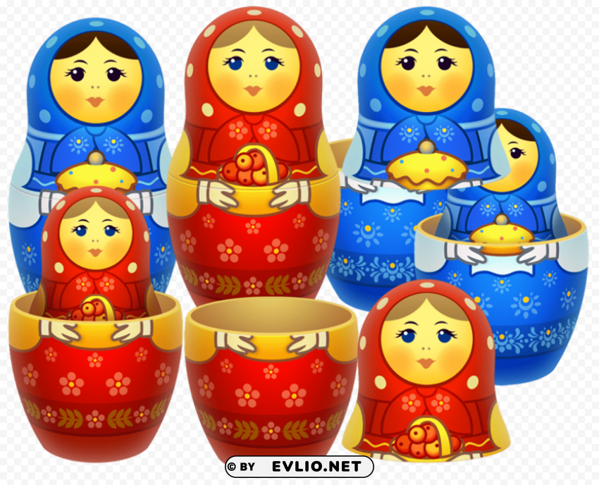 Russian dollsmatryoshka PNG transparent photos assortment