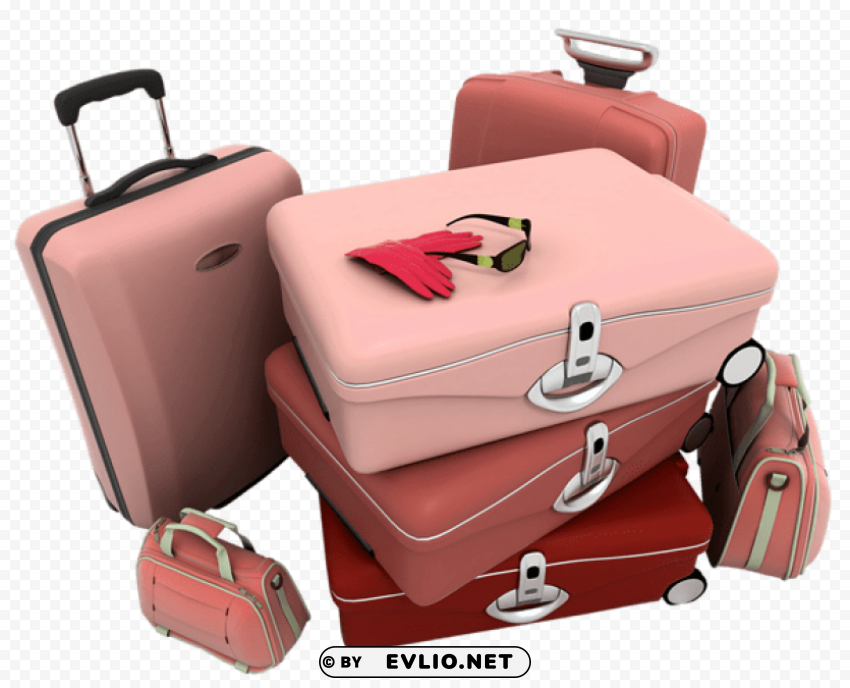 suitcases Clean Background Isolated PNG Art