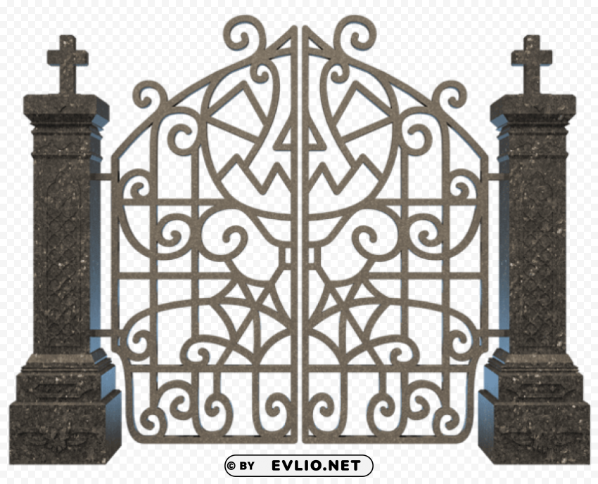 halloween graveyard gate PNG files with alpha channel assortment