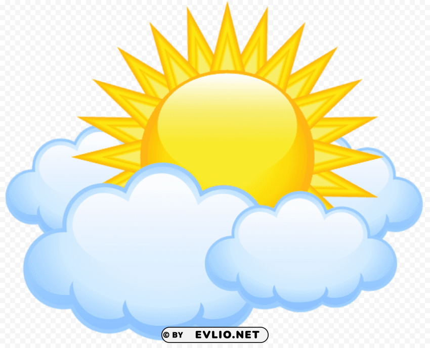 sun with cloudspicture CleanCut Background Isolated PNG Graphic