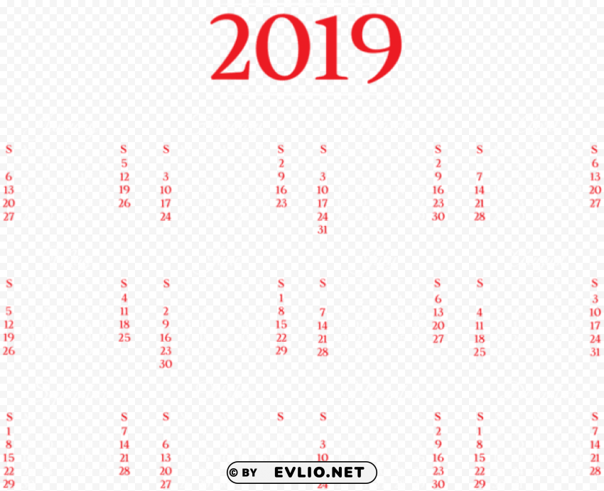 2019 transparent calendar Isolated Subject on HighQuality PNG