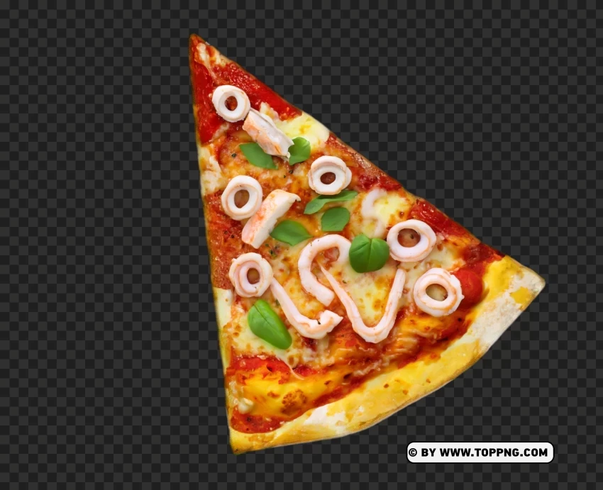 Delicious Seafood Pizza Slice PNG Image with Transparent Isolated Graphic Element