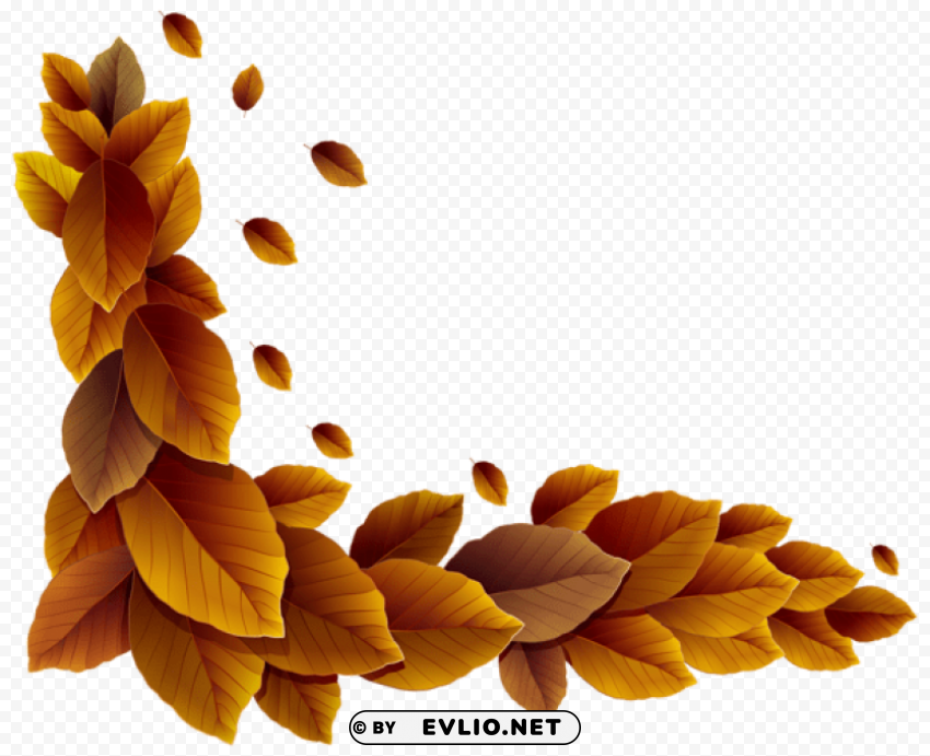 fall leaves corner decor Transparent Background Isolation in PNG Image