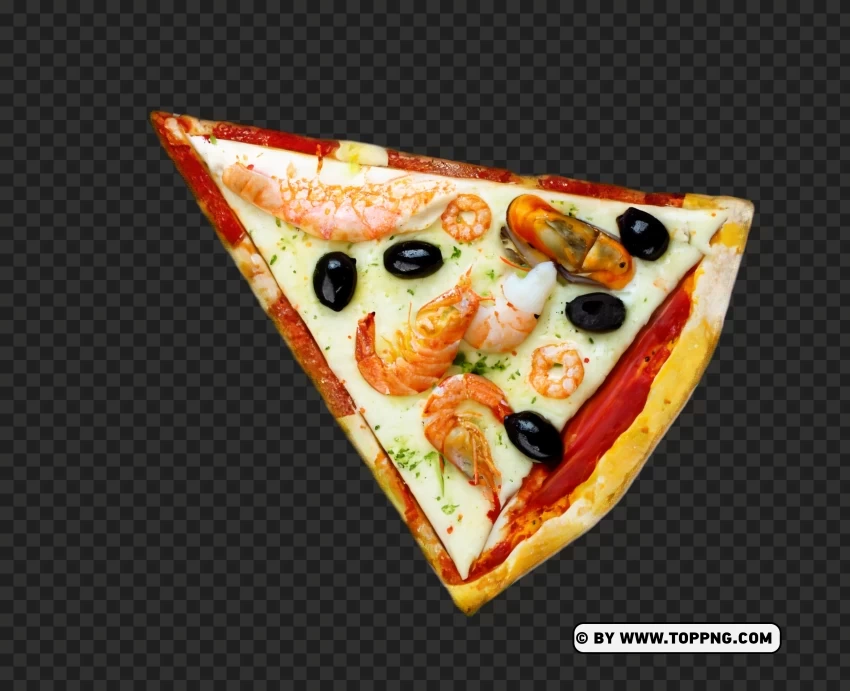 Fresh Seafood Pizza Slice PNG Image with Transparent Isolation